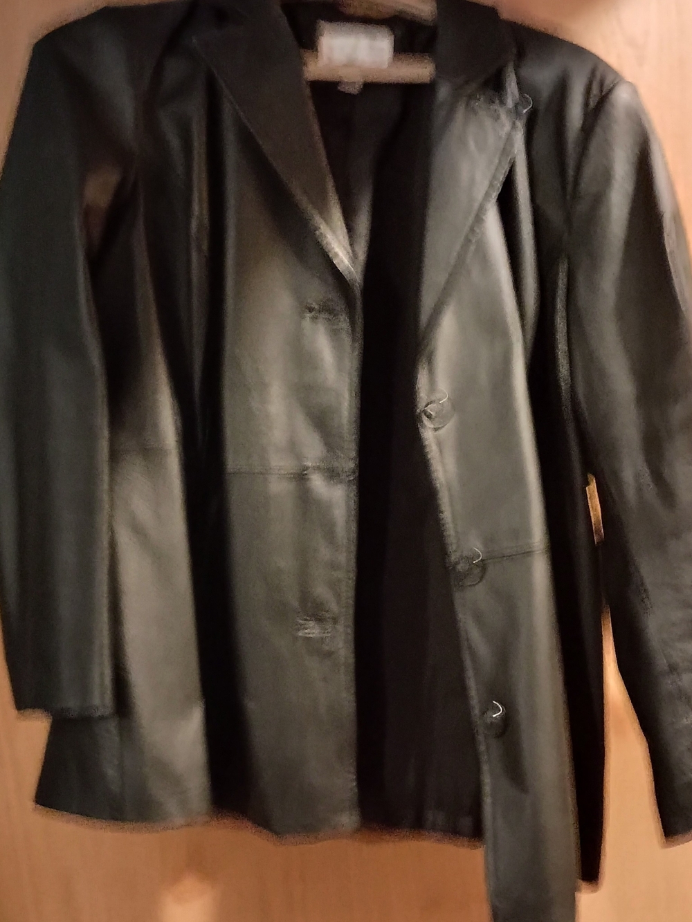 Worthington Black Leather Longline Jacket Blazer